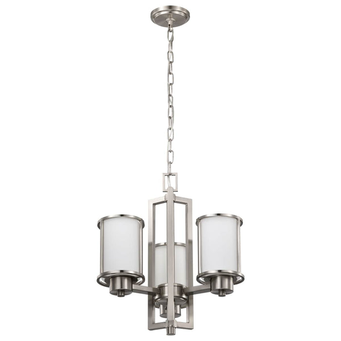 Chandelier Nuvo 60-2851 Odeon - 3 Light - (convertible up/down) Chandelier with Satin White Glass - Brushed Nickel Finish Nuvo