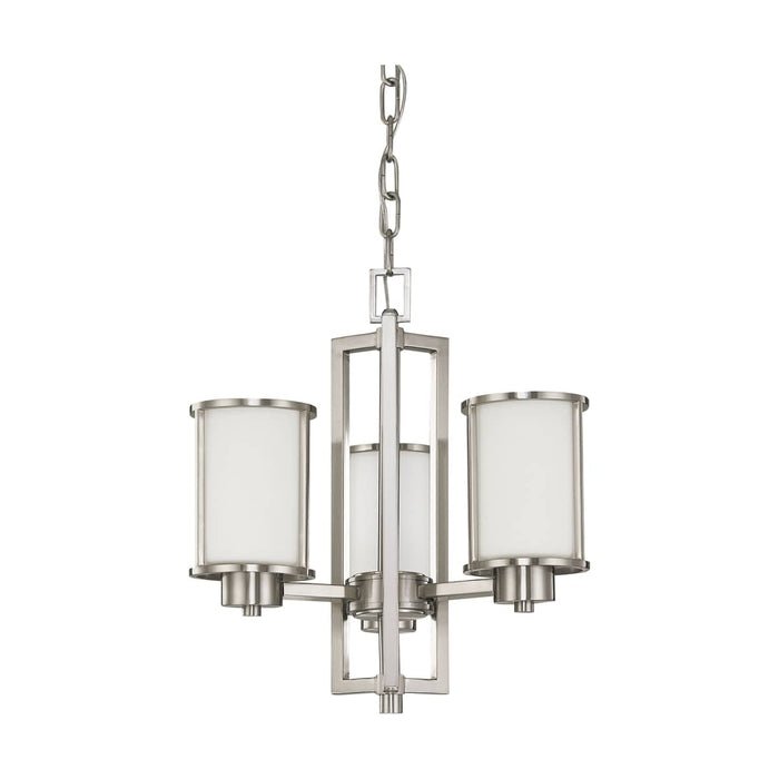 Chandelier Nuvo 60-2851 Odeon - 3 Light - (convertible up/down) Chandelier with Satin White Glass - Brushed Nickel Finish Nuvo