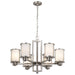 Chandelier Nuvo 60-2853 Odeon - 6 Light - (convertible up/down) Chandelier with Satin White Glass - Brushed Nickel Finish Nuvo