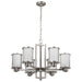Chandelier Nuvo 60-2853 Odeon - 6 Light - (convertible up/down) Chandelier with Satin White Glass - Brushed Nickel Finish Nuvo