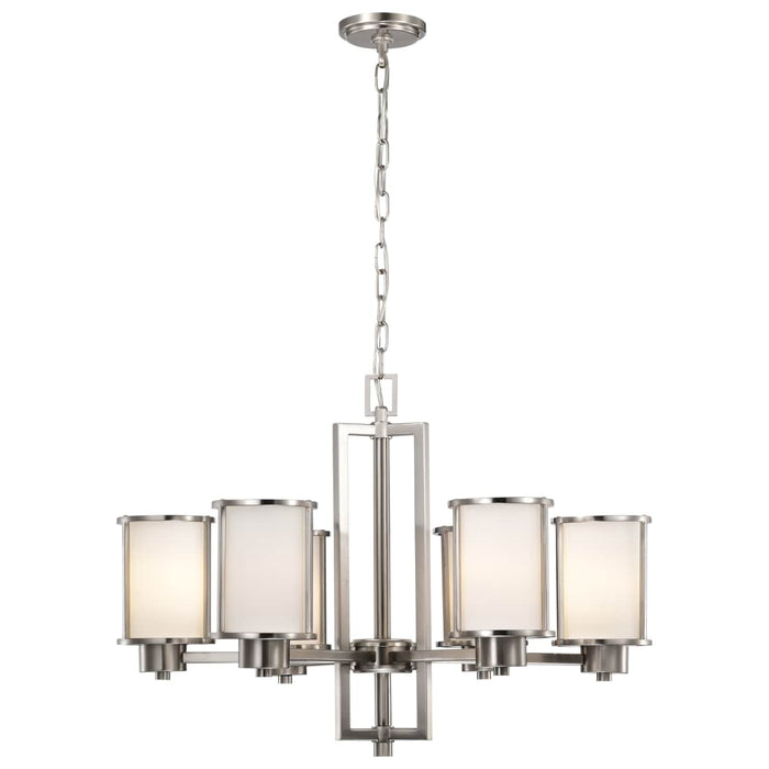 Chandelier Nuvo 60-2853 Odeon - 6 Light - (convertible up/down) Chandelier with Satin White Glass - Brushed Nickel Finish Nuvo