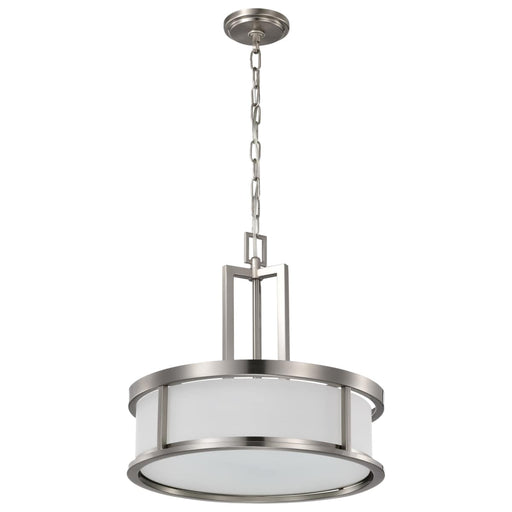 Pendant Nuvo 60-2857 Odeon - 4 Light - Pendant with Satin White Glass - Brushed Nickel Finish Nuvo
