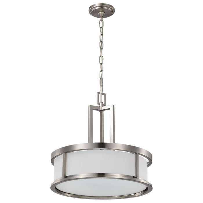 Pendant Nuvo 60-2857 Odeon - 4 Light - Pendant with Satin White Glass - Brushed Nickel Finish Nuvo