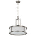 Pendant Nuvo 60-2857 Odeon - 4 Light - Pendant with Satin White Glass - Brushed Nickel Finish Nuvo