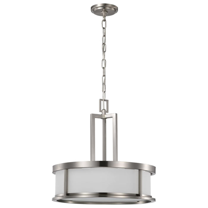 Pendant Nuvo 60-2857 Odeon - 4 Light - Pendant with Satin White Glass - Brushed Nickel Finish Nuvo