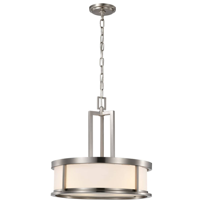 Pendant Nuvo 60-2857 Odeon - 4 Light - Pendant with Satin White Glass - Brushed Nickel Finish Nuvo