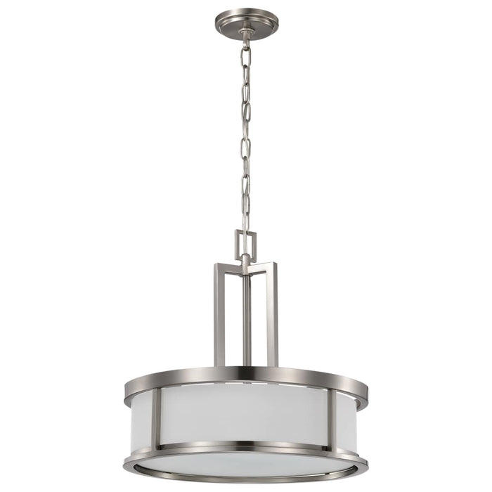 Pendant Nuvo 60-2857 Odeon - 4 Light - Pendant with Satin White Glass - Brushed Nickel Finish Nuvo
