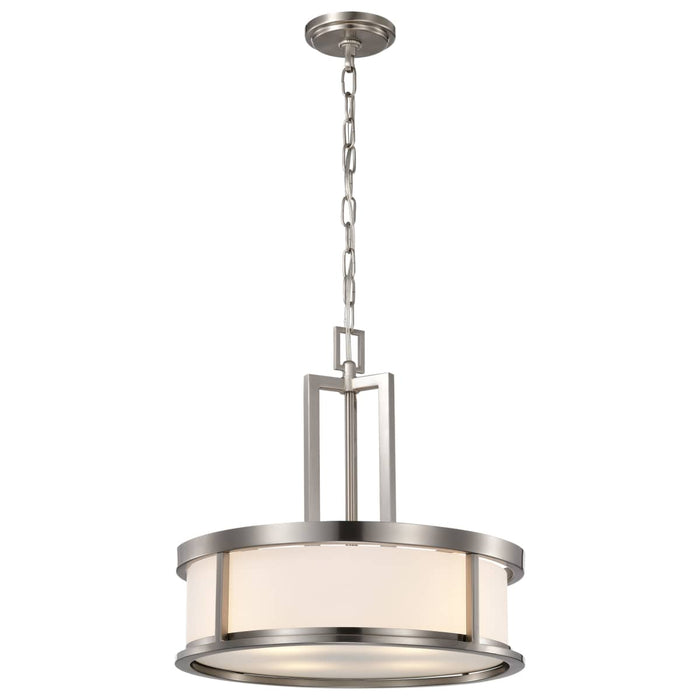 Pendant Nuvo 60-2857 Odeon - 4 Light - Pendant with Satin White Glass - Brushed Nickel Finish Nuvo