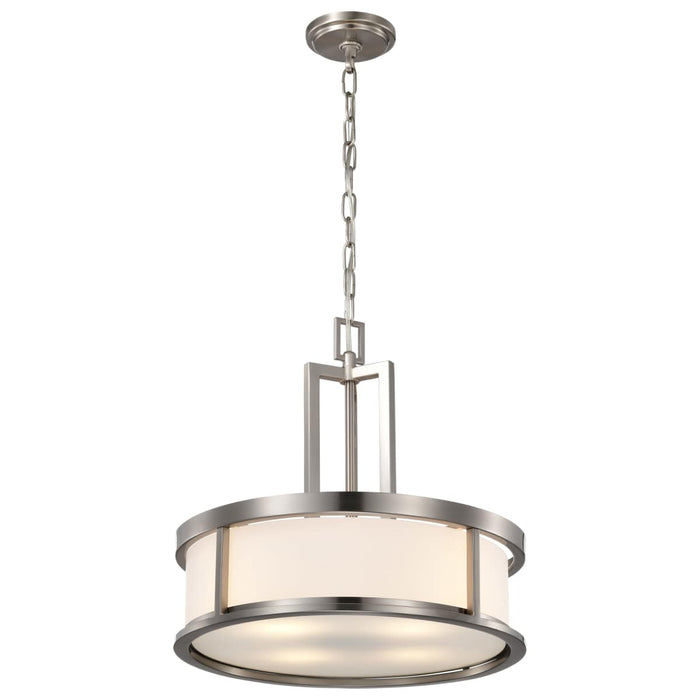 Pendant Nuvo 60-2857 Odeon - 4 Light - Pendant with Satin White Glass - Brushed Nickel Finish Nuvo