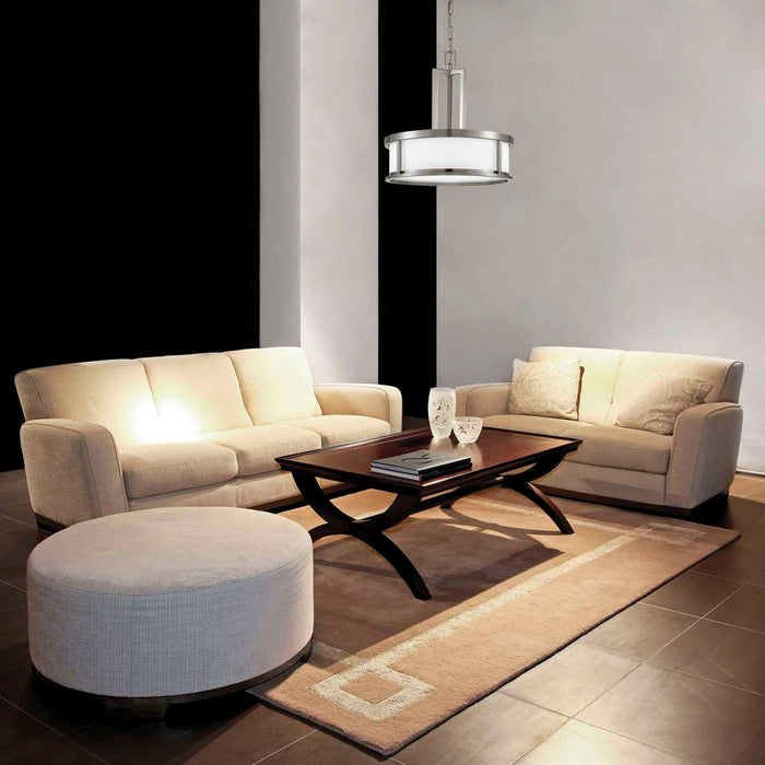 Pendant Nuvo 60-2857 Odeon - 4 Light - Pendant with Satin White Glass - Brushed Nickel Finish Nuvo