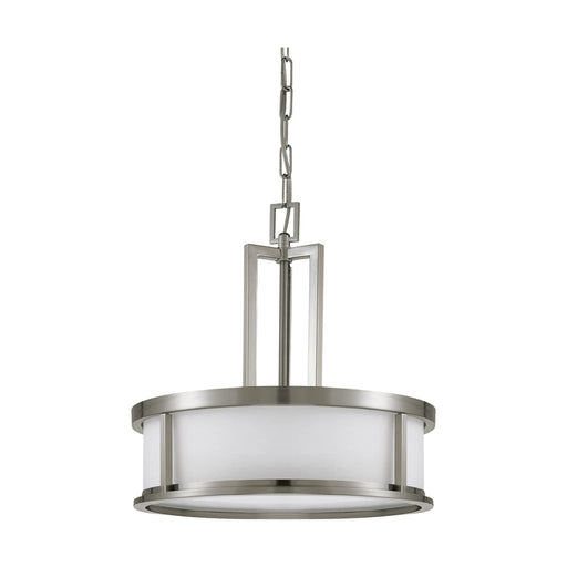 Pendant Nuvo 60-2857 Odeon - 4 Light - Pendant with Satin White Glass - Brushed Nickel Finish Nuvo