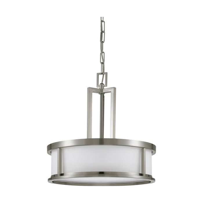 Pendant Nuvo 60-2857 Odeon - 4 Light - Pendant with Satin White Glass - Brushed Nickel Finish Nuvo