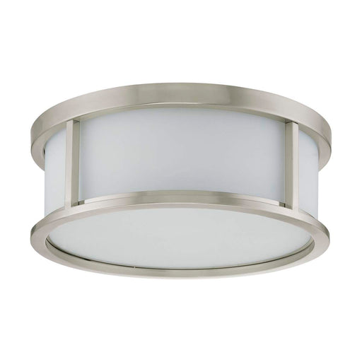 Flush Mount Nuvo 60-2862 Odeon - 3 Light - 15 in. - Flush Dome with Satin White Glass - Brushed Nickel Finish Nuvo