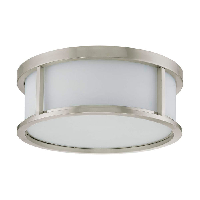 Flush Mount Nuvo 60-2862 Odeon - 3 Light - 15 in. - Flush Dome with Satin White Glass - Brushed Nickel Finish Nuvo