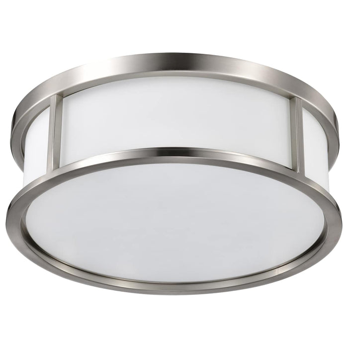 Flush Mount Nuvo 60-2864 Odeon - 3 Light - 17 in. - Flush Dome with Satin White Glass - Brushed Nickel Finish Nuvo