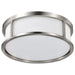 Flush Mount Nuvo 60-2864 Odeon - 3 Light - 17 in. - Flush Dome with Satin White Glass - Brushed Nickel Finish Nuvo
