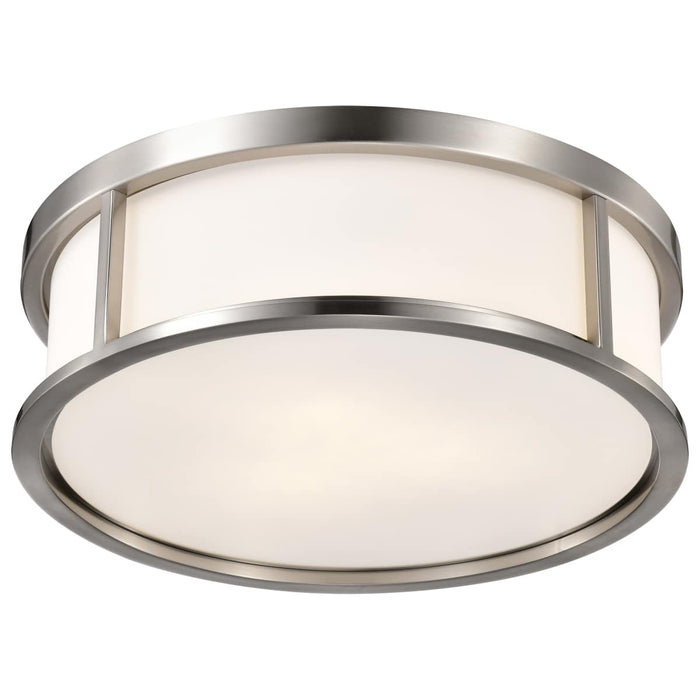 Flush Mount Nuvo 60-2864 Odeon - 3 Light - 17 in. - Flush Dome with Satin White Glass - Brushed Nickel Finish Nuvo
