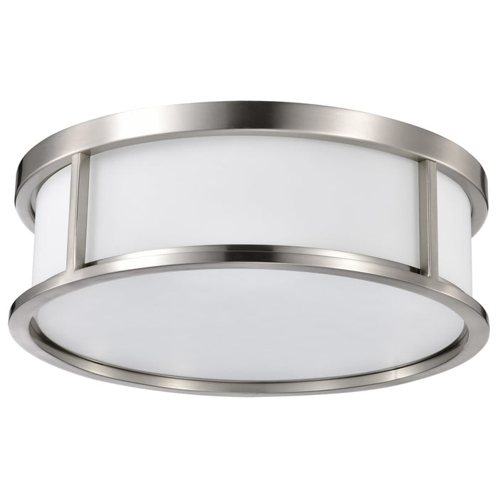 Flush Mount Nuvo 60-2864 Odeon - 3 Light - 17 in. - Flush Dome with Satin White Glass - Brushed Nickel Finish Nuvo