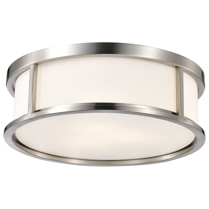 Flush Mount Nuvo 60-2864 Odeon - 3 Light - 17 in. - Flush Dome with Satin White Glass - Brushed Nickel Finish Nuvo