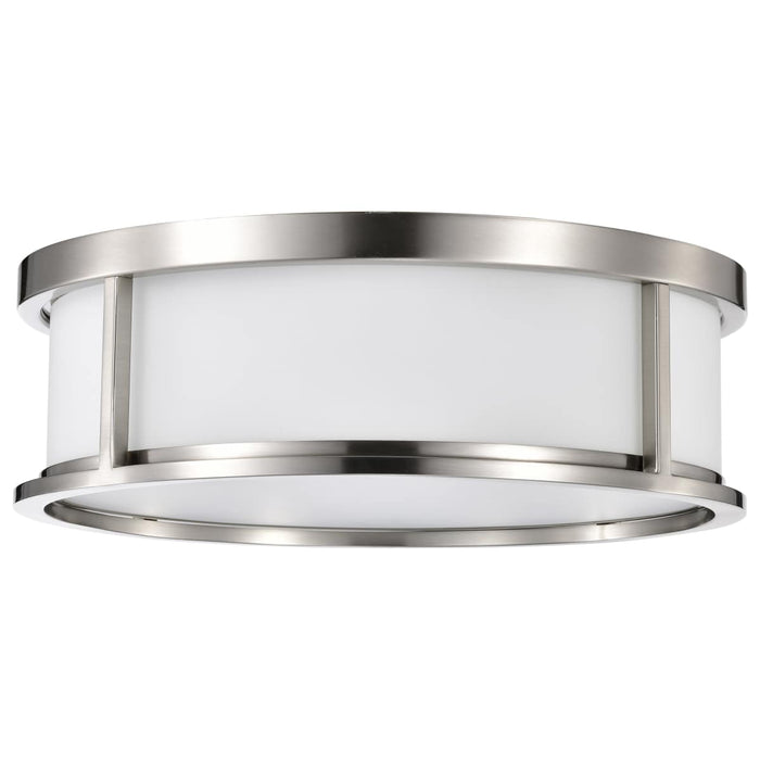 Flush Mount Nuvo 60-2864 Odeon - 3 Light - 17 in. - Flush Dome with Satin White Glass - Brushed Nickel Finish Nuvo