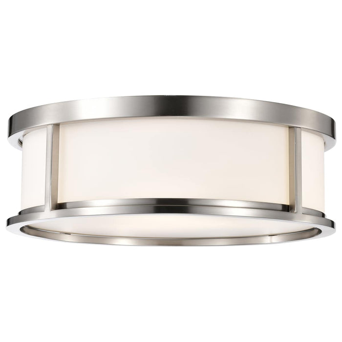 Flush Mount Nuvo 60-2864 Odeon - 3 Light - 17 in. - Flush Dome with Satin White Glass - Brushed Nickel Finish Nuvo