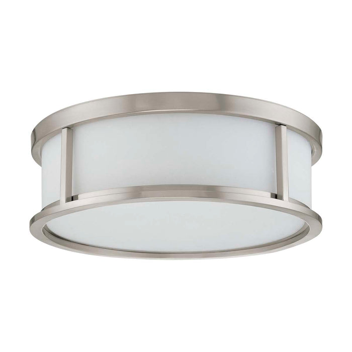 Flush Mount Nuvo 60-2864 Odeon - 3 Light - 17 in. - Flush Dome with Satin White Glass - Brushed Nickel Finish Nuvo