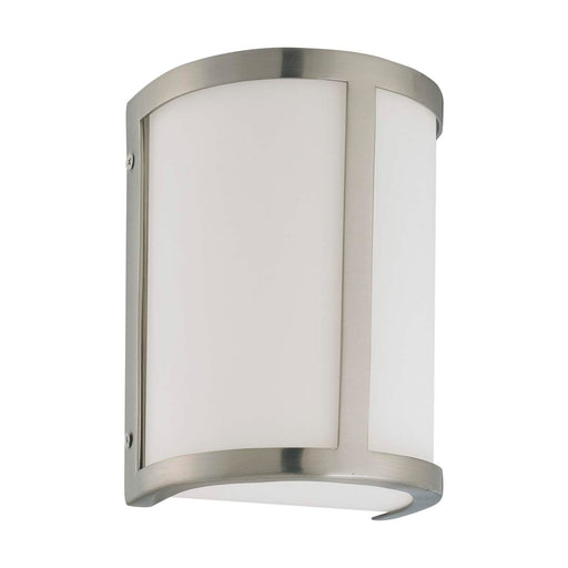 Sconce Nuvo 60-2868 Odeon - 1 Light - Wall Sconce with Satin White Glass - Brushed Nickel Finish Nuvo