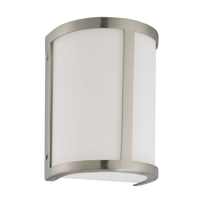 Sconce Nuvo 60-2868 Odeon - 1 Light - Wall Sconce with Satin White Glass - Brushed Nickel Finish Nuvo