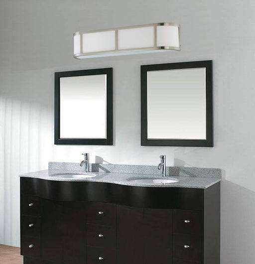 Sconce Nuvo 60-2873 Odeon - 3 Light - Wall Sconce with Satin White Glass - Brushed Nickel Finish Nuvo