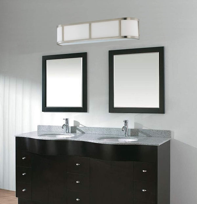 Sconce Nuvo 60-2873 Odeon - 3 Light - Wall Sconce with Satin White Glass - Brushed Nickel Finish Nuvo