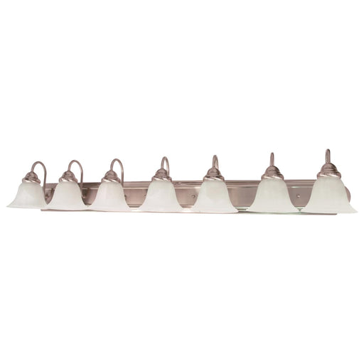 Vanity Nuvo 60-291 Ballerina - 7 Light - 48 in. - Vanity with Alabaster Glass Bell Shades - Brushed Nickel Finish Nuvo