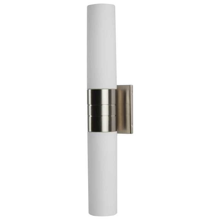 Sconce Nuvo 60-2936 Link - 2 Light - (Vertical) Tube Wall Sconce with White Glass - Brushed Nickel Finish Nuvo