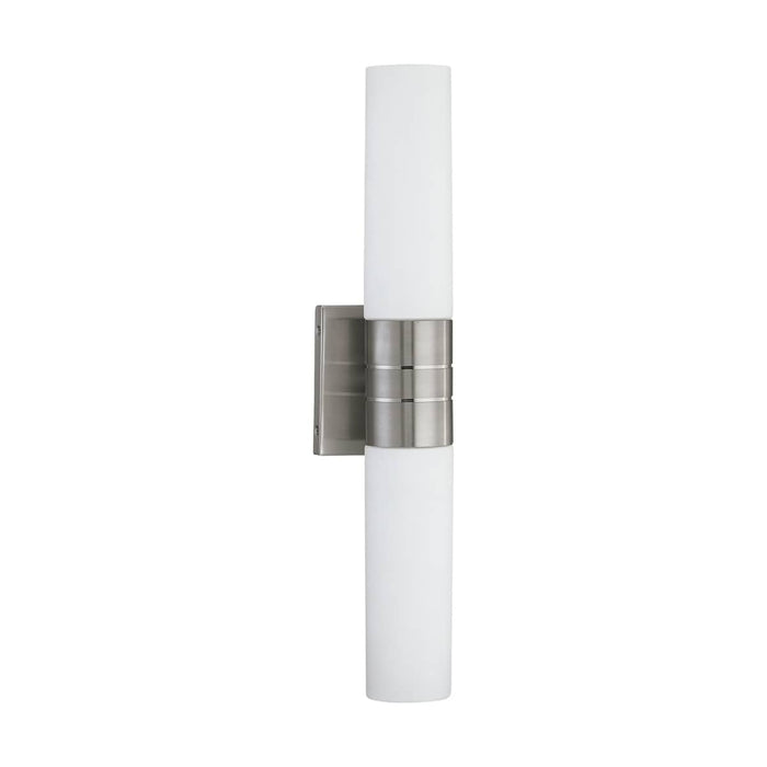 Sconce Nuvo 60-2936 Link - 2 Light - (Vertical) Tube Wall Sconce with White Glass - Brushed Nickel Finish Nuvo