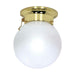 Flush Mount Nuvo 60-295 1 Light - 6 in. - Ceiling Mount - White Ball with Pull Chain Switch - Polished Brass Finish Nuvo