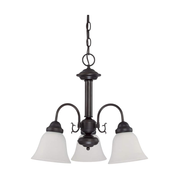 Chandelier Nuvo 60-3142 Ballerina - 3 Light - 20 in. - Chandelier with Frosted White Glass - Mahogany Bronze Finish Nuvo