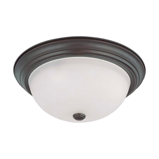 Flush Mount Nuvo 60-3147 3 Light - 15 in. - Flush Mount with Frosted White Glass - Mahogany Bronze Finish Nuvo