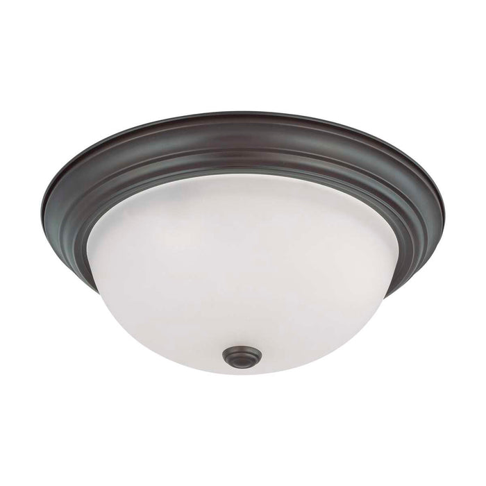Flush Mount Nuvo 60-3147 3 Light - 15 in. - Flush Mount with Frosted White Glass - Mahogany Bronze Finish Nuvo