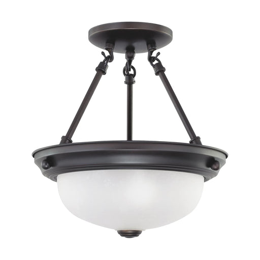 Semi Flush Nuvo 60-3148 2 Light - 11 in. - Semi-Flush with Frosted White Glass - Mahogany Bronze Finish Nuvo