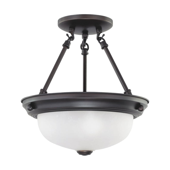 Semi Flush Nuvo 60-3148 2 Light - 11 in. - Semi-Flush with Frosted White Glass - Mahogany Bronze Finish Nuvo