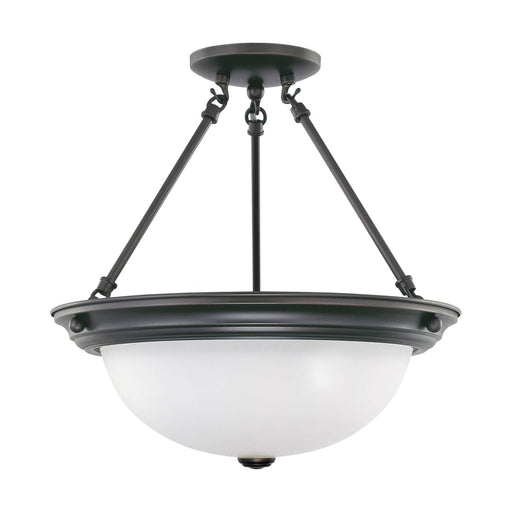 Semi Flush Nuvo 60-3151 3 Light - 15 in. - Semi-Flush with Frosted White Glass - Mahogany Bronze Finish Nuvo