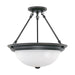 Semi Flush Nuvo 60-3151 3 Light - 15 in. - Semi-Flush with Frosted White Glass - Mahogany Bronze Finish Nuvo