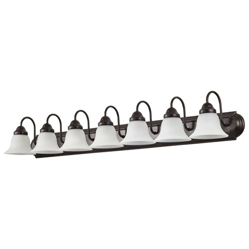 Vanity Nuvo 60-3155 Ballerina - 7 Light - 48 in. - Vanity with Frosted White Glass - Mahogany Bronze Finish Nuvo