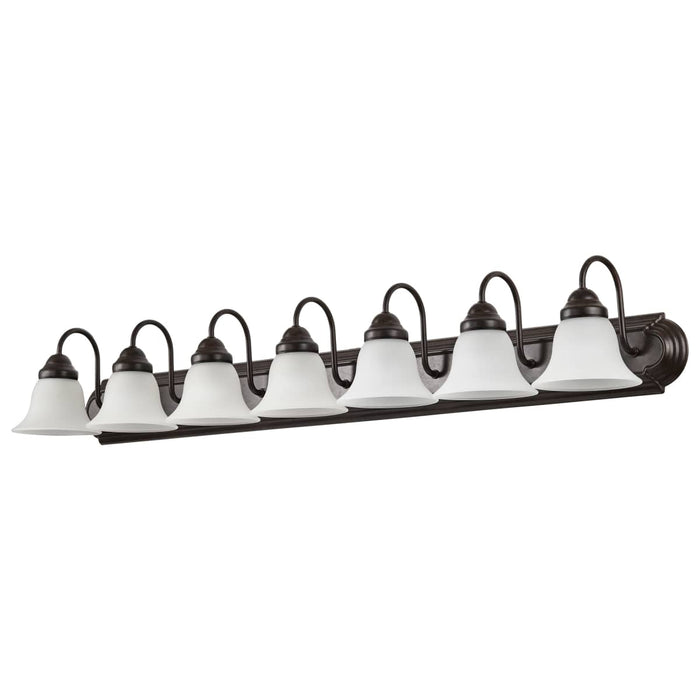 Vanity Nuvo 60-3155 Ballerina - 7 Light - 48 in. - Vanity with Frosted White Glass - Mahogany Bronze Finish Nuvo
