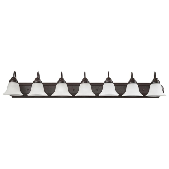 Vanity Nuvo 60-3155 Ballerina - 7 Light - 48 in. - Vanity with Frosted White Glass - Mahogany Bronze Finish Nuvo