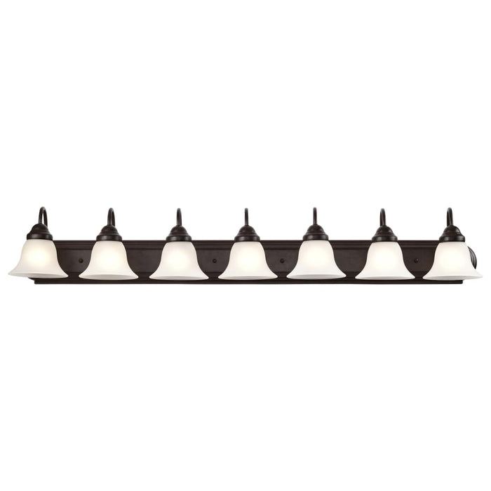 Vanity Nuvo 60-3155 Ballerina - 7 Light - 48 in. - Vanity with Frosted White Glass - Mahogany Bronze Finish Nuvo