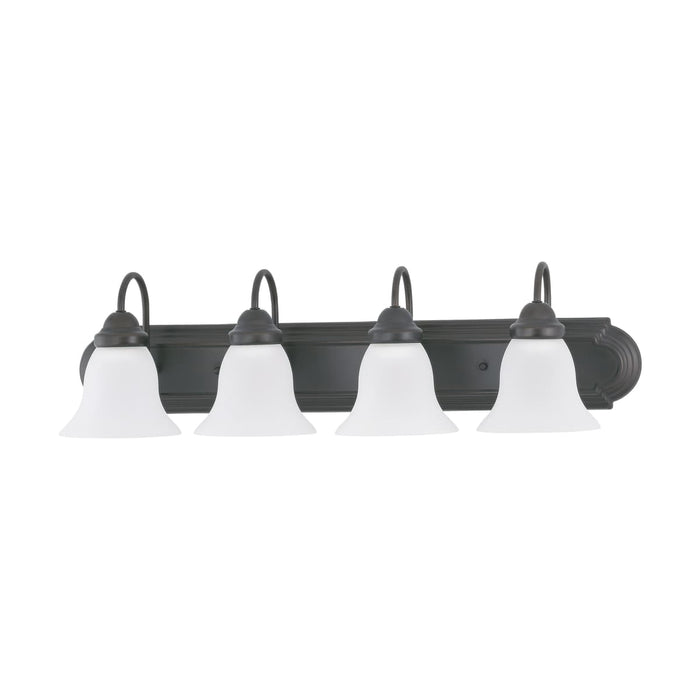 Vanity Nuvo 60-3163 Ballerina - 4 Light - 30 in. - Vanity with Frosted White Glass - Mahogany Bronze Finish Nuvo