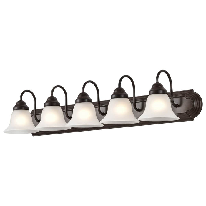 Vanity Nuvo 60-3164 Ballerina - 5 Light - 36 in. - Vanity with Frosted White Glass - Mahogany Bronze Finish Nuvo