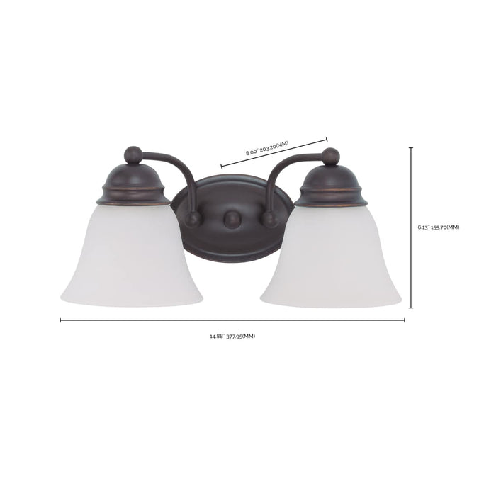 Vanity Nuvo 60-3166 Empire - 2 Light - 15 in. - Vanity with Frosted White Glass - Mahogany Bronze Finish Nuvo