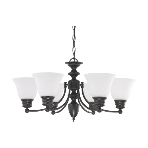 Chandelier Nuvo 60-3169 Empire - 6 Light - 26 in. - Chandelier with Frosted White Glass - Mahogany Bronze Finish Nuvo