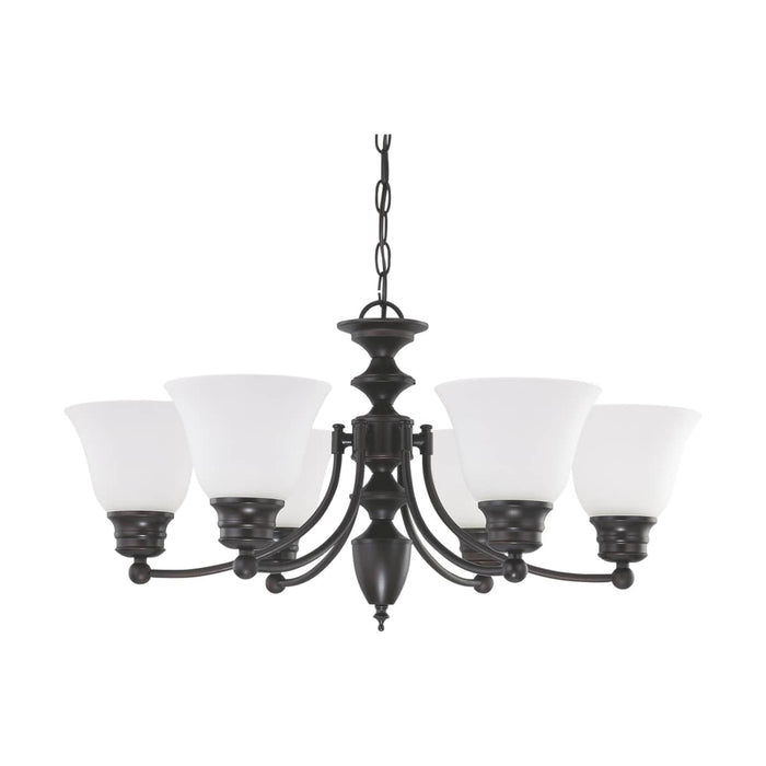 Chandelier Nuvo 60-3169 Empire - 6 Light - 26 in. - Chandelier with Frosted White Glass - Mahogany Bronze Finish Nuvo